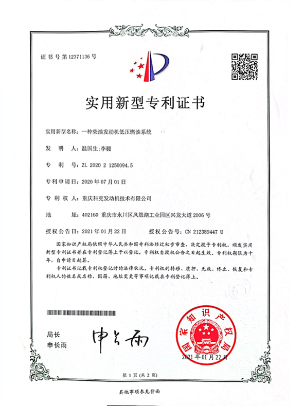 CN202021250094.5一種柴油發(fā)動(dòng)機(jī)低壓燃油系統(tǒng) 